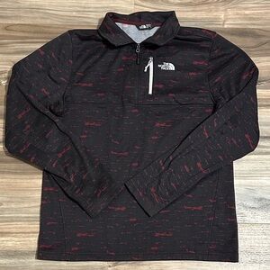 The North Face 1/4 Zip Pullover Mens M Red Black Feece Jacket Outdoors